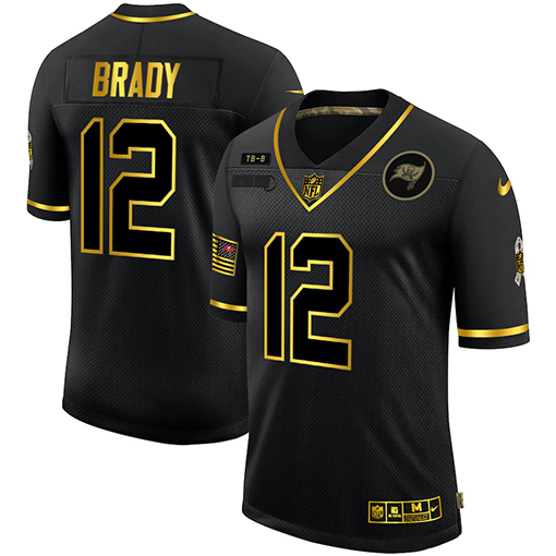 Tampa Bay Buccaneers #12 Tom Brady Men Nike 2020 Salute To Service Golden Limited NFL black Jerseys->new england patriots->NFL Jersey